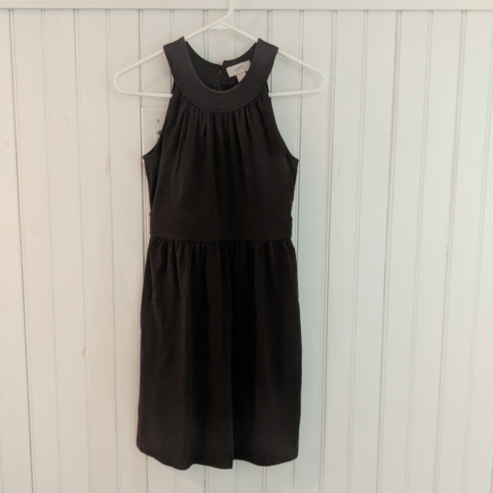 XS LOFT high neck brown jersey dress